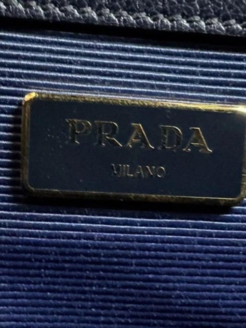 Auth PRADA Handbag Shoulder Bag Navy Leather/Goldtone - z8878 - Picture 14 of 14